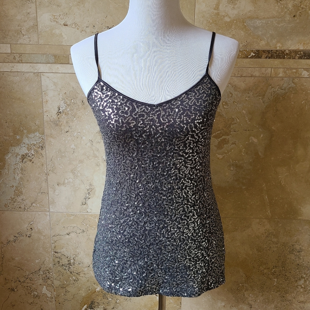 Silver sequin tank top